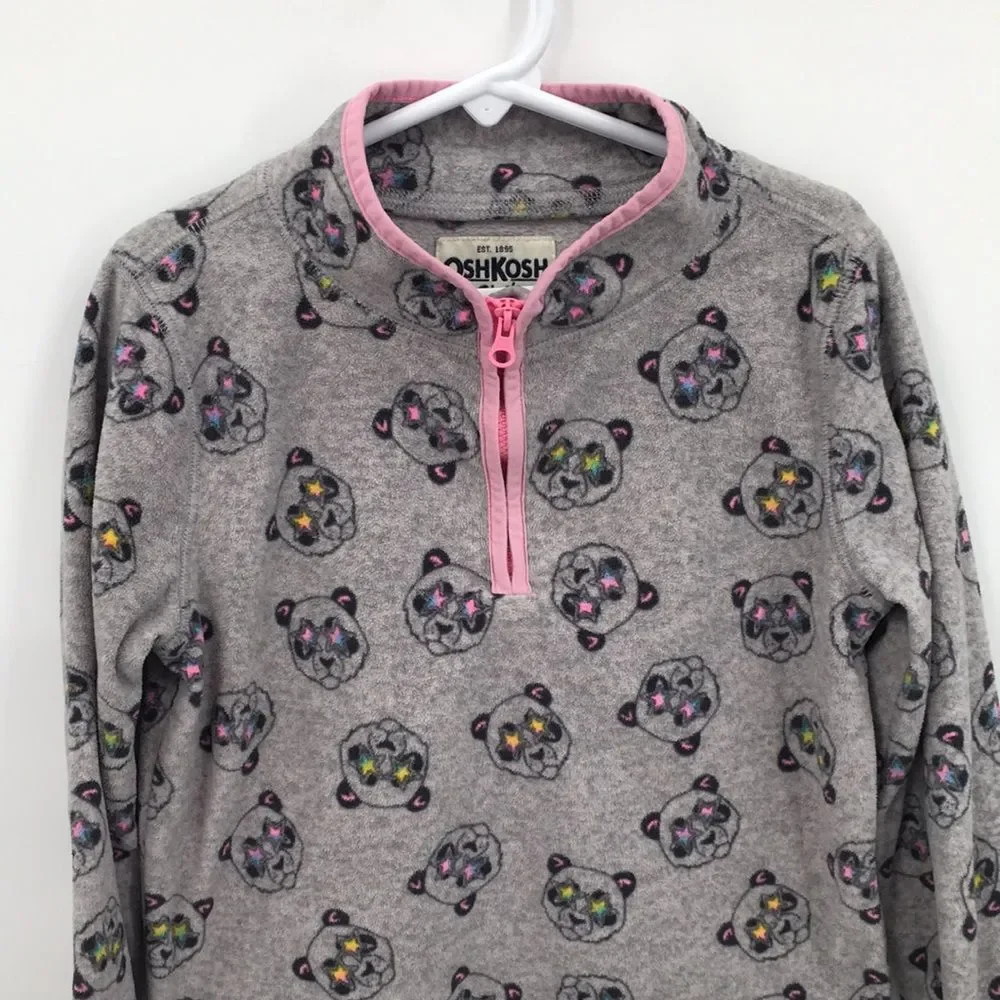 OshKosh B'gosh Gray Panda Print Pullover with Pink Trim